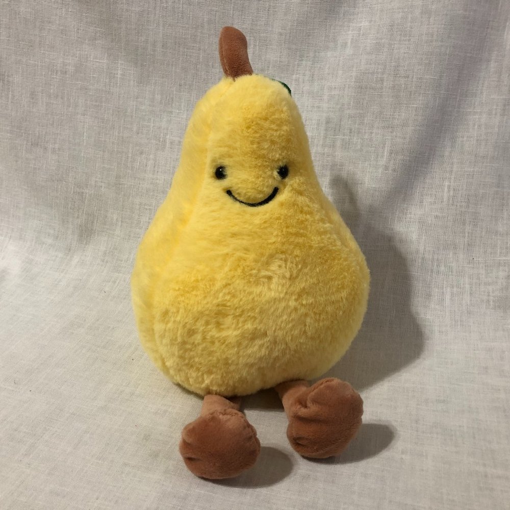 Plush Yellow Pear With Stem & Leaf Stuffed Plush Toy New 9.5 in